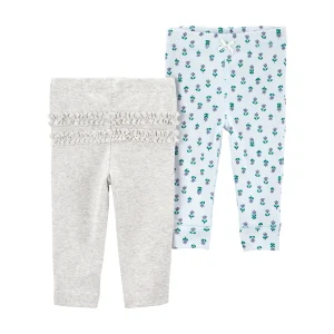 Carter´s - 2pk pantalones para niña | gris y floral