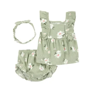 Carter´s - Conjunto De 3 Prendas Con Short Floral | verde