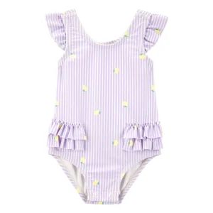 Carter´s - Traje de baño para bebé con volantes de limón y rayas