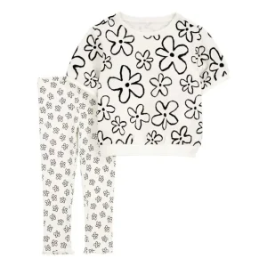 Carter´s - Conjunto de 2 piezas blanco con estampado de flores