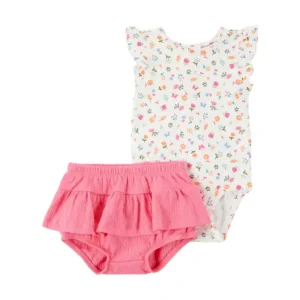 Carter´s - Conjunto de 2 piezas de body floral y pañal corto