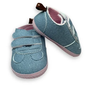 B4baby - Zapatilla para niña con velcro | Celeste con Rosa