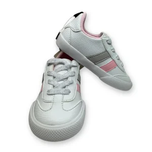 B4Baby - Zapato para niña con agujetas | blanco con rayas