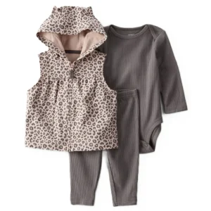 Carter´s - Conjunto De 3 Piezas Con Chaleco De Leopardo