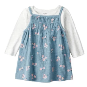 Carter´s - Conjunto de 2 piezas de vestido floral de manga larga para niña
