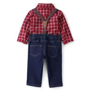 Carter´s - Conjunto dos piezas camisa a cuadros y pantalón con tirantes