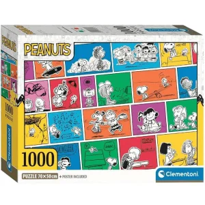 Puzzle Peanuts 1000 Piezas Clementoni | Collage de Tiras Cómicas | Desde 12 Años