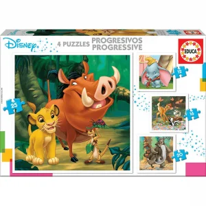 Puzzles Progresivos Disney Animals Dumbo Bambi Rey León
