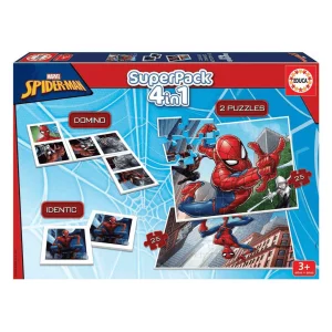 Spiderman Superpack con Puzzle Dominó y Juegos Educativos